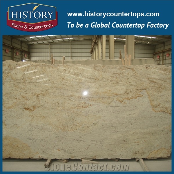 History Stone Natural Stone Yellow River Granite Slabs and Tiles, Brazil Polishing Slab for Kitchen Countertops and Bathroom Vanity Tops Polished for Sale