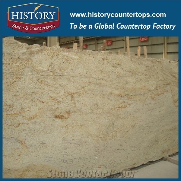 History Stone Natural Stone Yellow River Granite Slabs and Tiles, Brazil Polishing Slab for Kitchen Countertops and Bathroom Vanity Tops Polished for Sale