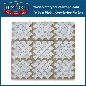 History Stone Online Quanzhou Supplier Clearance, Honed Bianco Carrara White Marble Medium Fish Scale Fan Shaped Mosaic Bathroom Tile Ideas, Decorative Flooring & Wall Marble Mosaic