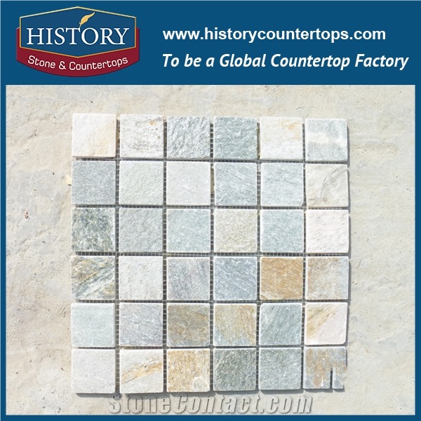 History Stone Pear White Single Color Square Type Nature Slate Art Mosaic Pattern Stone for Washroom Kitchen Walling, Floor Covering