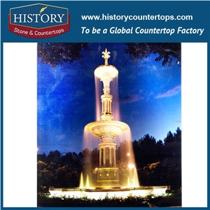 History Stone Perfect China Foshan Product with Cheap Price, Natural Polished White Marble Tiered Carved Luxurious Light Garden Water Fountain Waterfall, Decorative Water Fountain