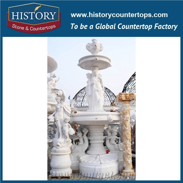 History Stone Perfect China Foshan Product with Cheap Price, Natural Polished White Marble Tiered Carved Luxurious Light Garden Water Fountain Waterfall, Decorative Water Fountain