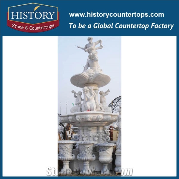 History Stone Perfect China Foshan Product with Cheap Price, Natural Polished White Marble Tiered Carved Luxurious Light Garden Water Fountain Waterfall, Decorative Water Fountain