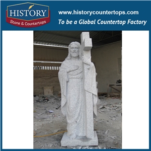 History Stone Perfect Wholesale Products, Natural Granite Grey Color Cut-To-Size Caving Religious Male Statues for Decoration with Cheap Price, Human Sculptures, Handcrafts