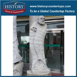 History Stone Perfect Wholesale Products, Natural Granite Grey Color Cut-To-Size Caving Religious Male Statues for Decoration with Cheap Price, Human Sculptures, Handcrafts