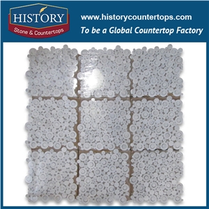 History Stone Premium Tiles Quanzhou Supply, New Pattern Natural Polished White Thassos Marble Ellipse Oval Pattern Mosaic for Kitchen Backsplash, Wall Cladding, Subway Floor, Murals & Flooring Mosaic