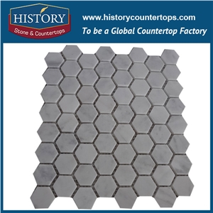 History Stone Professional Design China Quanzhoun Craftsmanship, Bianco Carrara Marble Hexagon Mosaic Tile for Kitchen, Bathroom, Lobby Decoration, Floor & Wall Mosaic