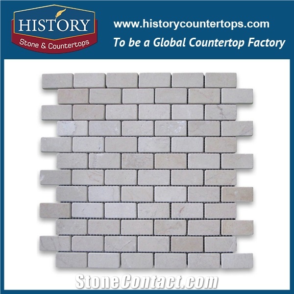 History Stone Qualified China Products Modern Items, Tumbled Spain Cream Marfil 1×2 Medium Brick Strips Marble Mosaic Tiles for Bathroom Wall and House Decoration, Floor & Mural Mosaic
