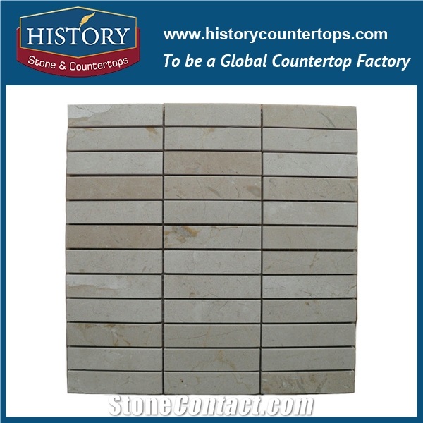 History Stone Qualified China Products Modern Items, Tumbled Spain Cream Marfil 1×2 Medium Brick Strips Marble Mosaic Tiles for Bathroom Wall and House Decoration, Floor & Mural Mosaic