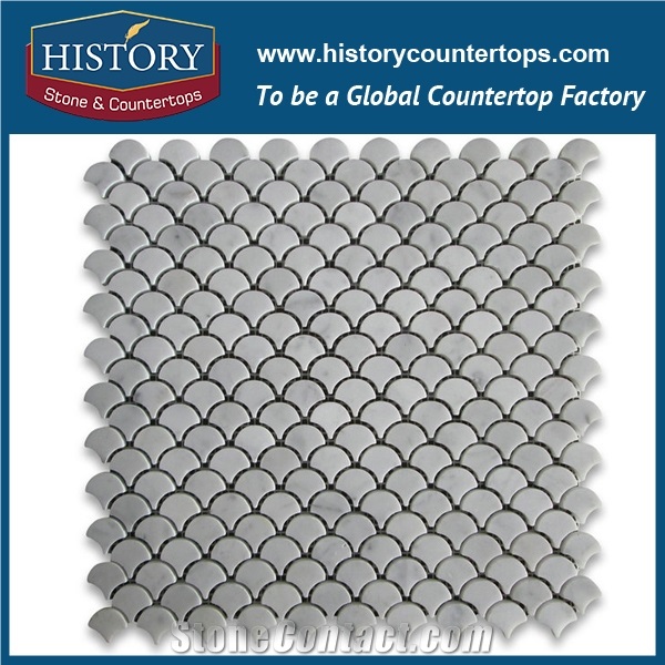 History Stone Qualified Distributors near Me, Nature New Honed Calacatta Gold White Marble Grand Fish Scale Fan Pattern Buy Mosaic Tiles for Living Room, Ktv, Bedroom, Hotel Decorations