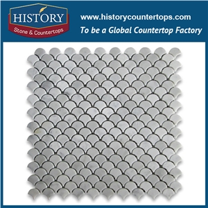 History Stone Qualified Distributors near Me, Nature New Honed Calacatta Gold White Marble Grand Fish Scale Fan Pattern Buy Mosaic Tiles for Living Room, Ktv, Bedroom, Hotel Decorations