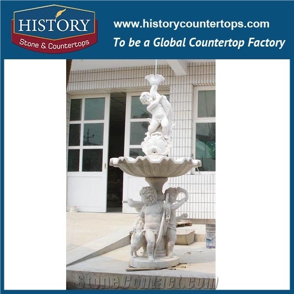 History Stone Qualified Fountain by Shandong Factory, Yellow Granite Handwork Three Layers Fountain with Disk Base for Garden, Park, Square, Villa, Decorative Stone Fountain