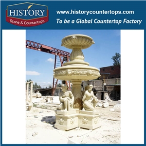 History Stone Qualified Fountain Wide Selection, Guaranteed Quality Natural Beige Marble Handmade Layers Classical Design Water Fountain for Garden, Park, Villa, Decorative Stone Fountain