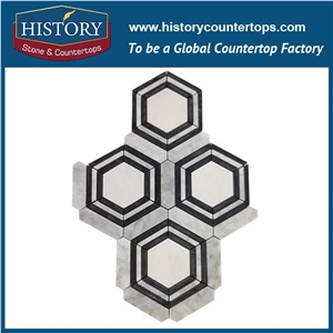History Stone Qualified Shangdong Supplier Competitive Price, Hot Selling Dark Emperador and Brown Marble Tile Fretwork Interlock Pattern Mosaic Tiles, Flooring & Wall Natural Marble Mosaic