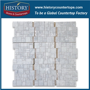 History Stone Qualified Xiamen Producer, Novel Design High Quality Honed Carrara White Mini Versailles Pattern Mosaic Tiles for Living Room, Ktv, Bedroom, Hotel, Decorative Flooring Marble Mosaic