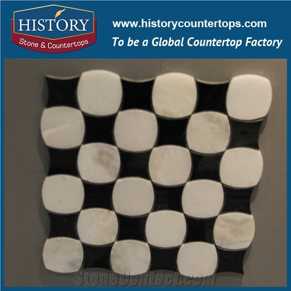 History Stone Quality and Quantity Guarantee Wholesale New Design Items, Spanish Cream Marfil Polished Marble Anomalous Random Arrayed Mosaic, Stone Wall and Flooring Mosaic Tiles