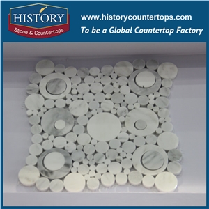 History Stone Quality and Quantity Guarantee Wholesale New Design Items, Spanish Cream Marfil Polished Marble Anomalous Random Arrayed Mosaic, Stone Wall and Flooring Mosaic Tiles