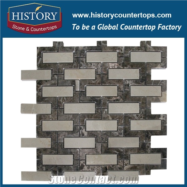 History Stone Quanzhou Manufacturer Reasonable Price, Chinese Jade White and Grey Marble Square Chevron Mixed Pattern Mosaic Tile for Interior Decoration, Decorative Flooring & Wall Mosaic