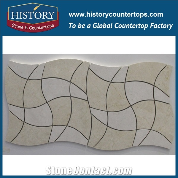 History Stone Quanzhou Shuitou Manufacturer, Natural Black and Gold Marble Brick Strips Mosaic for Bathroom Wall Cladding and Swimming Pool Decoration, Floor & Wall Mixed Color Mosaic