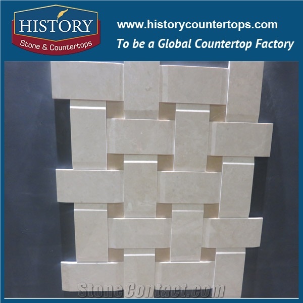 History Stone Reasonable Price Famous Design Items, Beige Marble Basket Weave Pattern Decorative Wall Mirror Mosaic Tiles for Tv Background Wall and Kitchen Backsplash, Roof and Flooring Mosaic