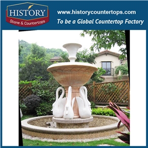 History Stone Refined Fountain by Shandong Factory, White Marble Handwork Small Fountain with Carved Mermaid and Nude Child for Garden, Park, Square, Villa, Decorative Stone Fountain