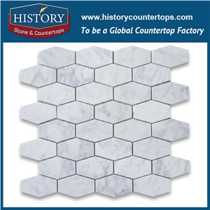History Stone Royal Luxury Home Decoration, Polished Spain Cream Marfil 2 Inches Hexagon Beige Marble Mosaic Tiles for Kitchen Backsplash and Tv Background Wall, Decorative Flooring Mosaic