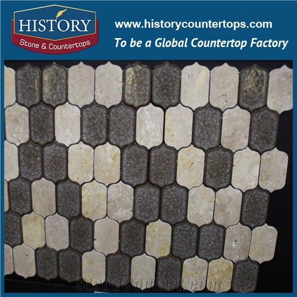 History Stone Up-To-Date Design High Reputation Wide Selection, Natural Nero Marguia Marble Mixed Color Arabesque Mosaic Tile for Indoor or Outdoor, Stone Floor & Wall Mosaic Tile