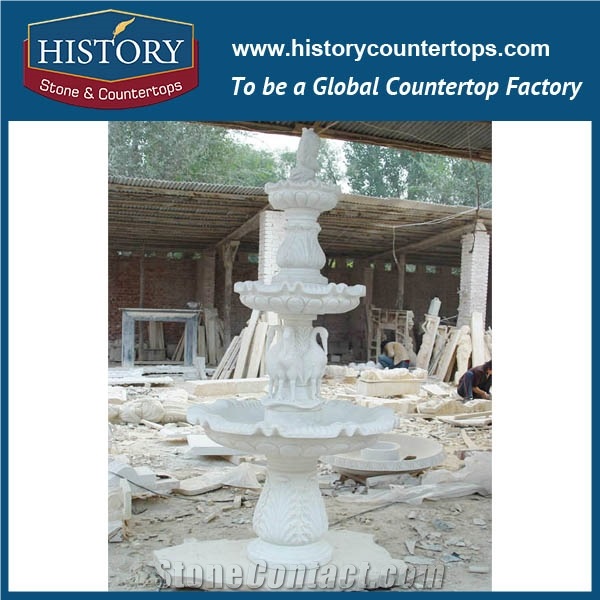 History Stone Well-Known Fujian Factory Fountain, Excellent White Marble Elaborate Designs Tiered Cut-To-Size Fountain for Park Decoration, Decorative Exterior Stone Fountain