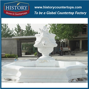 History Stone Wellknown Xaimen Manufacturers Outstanding Features, White Color Marble Tiered Fountain with Vivid Carved Man Bust for Garden Decoration, Stone Fountain Ornament