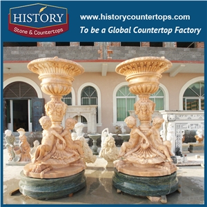 History Stone Wellknown Xaimen Manufacturers Outstanding Features, White Color Marble Tiered Fountain with Vivid Carved Man Bust for Garden Decoration, Stone Fountain Ornament