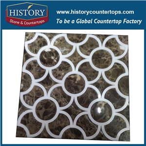 History Stone Wellknown Xiamen Manufacturers Great Features, Emperador Marble Penny Round Non-Slip Mosaic Tile with Competitive Price for House Decoration, Marble Floor & Wall Mosaic