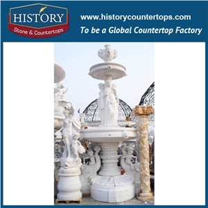 History Stone World Brand Fountain by Xiamen Factory, Guaranteed Quality Natural White Marble Handmade Fountain with Exquisite Carved Man Statues, Decorative Stone Fountain