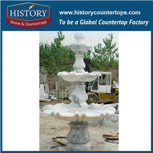 History Stone World Class Carved Fountain, White Marble Large Western Style Mixed Color Fountain with Swans for Villa Decoration with Low Price, Stone Sculptured Water Fountain