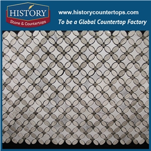 History Stone Xaimen Manufacturers Great Features, Bianco Carrara and Light Emperador Flower Pattern Mosaic Tile with Low Price for House Decoration, White Marble Floor & Wall Mosaic