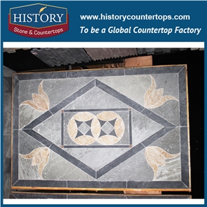 History Stone Yellow Rose Grey Surface Pattern Rectangle Swimming Pool Mosaic Medallions, Square Slate Stone Pavers, Medallion Tiles
