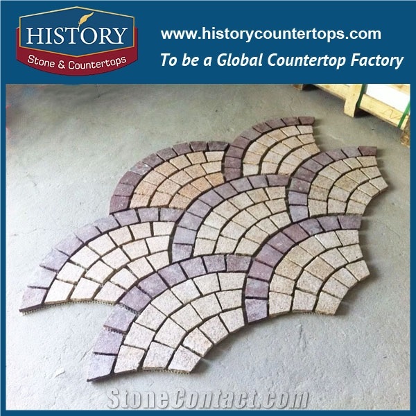 History Stones 2017 New Style Light Grey G603 Top Natural Split Surface Fan Patterns Floor Design on Sale Outdoor Building Construction Material House Stepping Paver Cobblestone Sheet & Pavers
