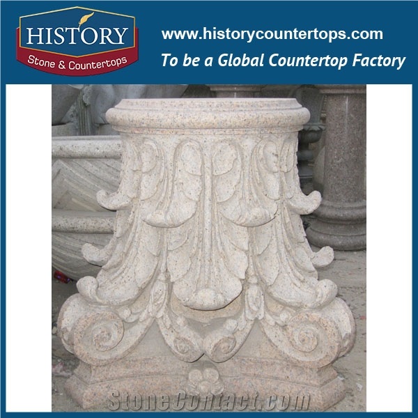 History Stones Antique Decor Column Natural Hand Carved Galala Beige Marble Home Decoration Marble Pillars with Figure Pedestal Decorative Columns
