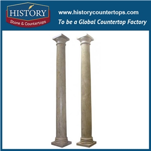 History Stones China 2017 Popular Simple Design Hand Carved Chinese Style Pure White Marble Column Indoor Outdoor Solid Decorative Columns