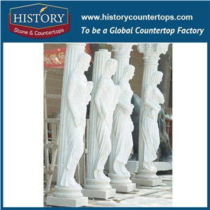 History Stones China 2017 Popular Simple Design Hand Carved Chinese Style Pure White Marble Column Indoor Outdoor Solid Decorative Columns