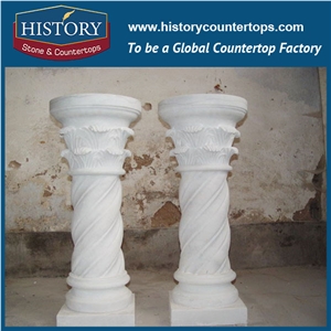 History Stones China Competitive Price Marble Pure White Floral Design Natural Stone Decorative Outdoor Square Pillar Designs Pedestal Pillars