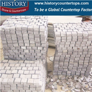 History Stones China Factory Directly Sale Natural Flamed Surface Cut to Size Light Grey Granite Flooring, Garden Road Paver, Outdoor Decorative Material, Driveway Pavement Cube Stones & Pavers