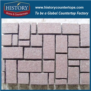 History Stones China Factory Flamed Round Pattern Natural Ocean Red Granite on Net Patio Flooring, Terrace Floors, Exterior Floor Paver, Drainage Pavers, Courtyard Road Pavement Cobble Sheet & Paving