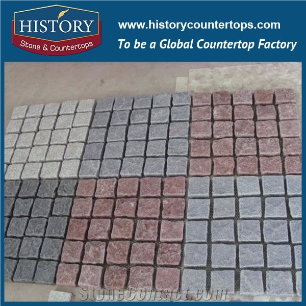 History Stones China Factory Flamed Round Pattern Natural Ocean Red Granite on Net Patio Flooring, Terrace Floors, Exterior Floor Paver, Drainage Pavers, Courtyard Road Pavement Cobble Sheet & Paving