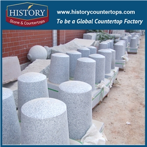 History Stones China Factory Manufacture Natural Grey Granite G603 Ball Shape Curbs Driveway Pillar Traffic Warning Post Parking Stone