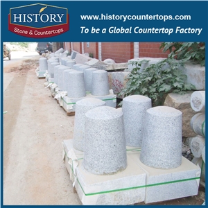 History Stones China Factory Manufacture Natural Grey Granite G603 Ball Shape Curbs Driveway Pillar Traffic Warning Post Parking Stone