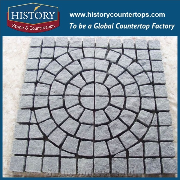 History Stones China Granite Dark Grey Fan Patterns Landscaping Design Decorative Garden Stepping Pavement Cheap Sale Patio Pavers External Floor Covering Outdoor Walkway Pavers Cobble Sheet & Paver