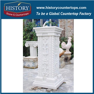History Stones China Manufactory Popular Style Well Polished Surface Decorative Pure White Marble Wedding Flower Column Interior Design Pillars