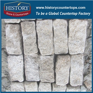 History Stones China Natural Granite Flamed Surface Cut to Size Light Yellow Flooring Tiles, Groove Panels, Side Pavement, Floor Covering, Walkway, Rain Drainage Pavers Street Road Cube Stone& Pavers