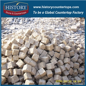 History Stones China Natural Granite Flamed Surface Cut to Size Light Yellow Rustic Flooring Tiles, Garden Stepping Pave, Side Pavement, Floor Covering, Walkway, Street Road Cube Stone& Pavers