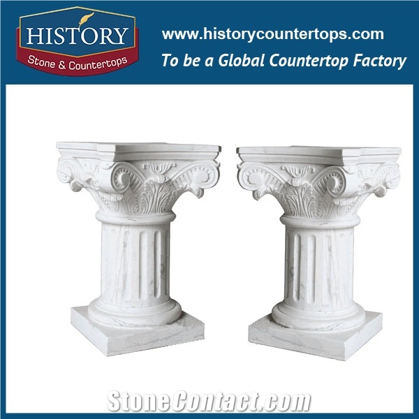 History Stones China Supplier Customized Solid Galala Beige Marble Stone Big Column Size Exporter Building Western Style Carved Sculpture Columns